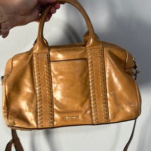 REBECCA MINKOFF Camel Vanity Zip Satchel Detachable Strap Purse Bag